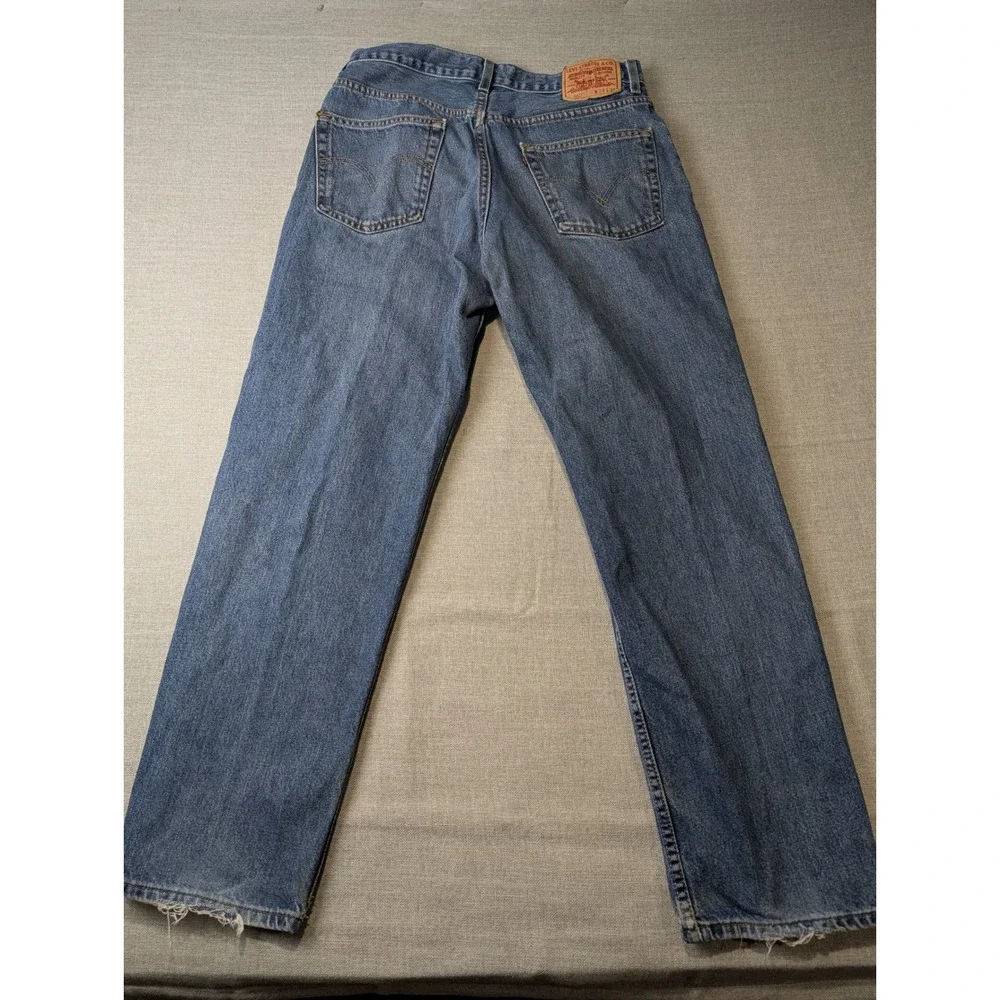 Levis 550 Relaxed Fit Jeans Mens 34x32 Medium Wash Blue Tapered Leg Paint Stains - Picture 9 of 15